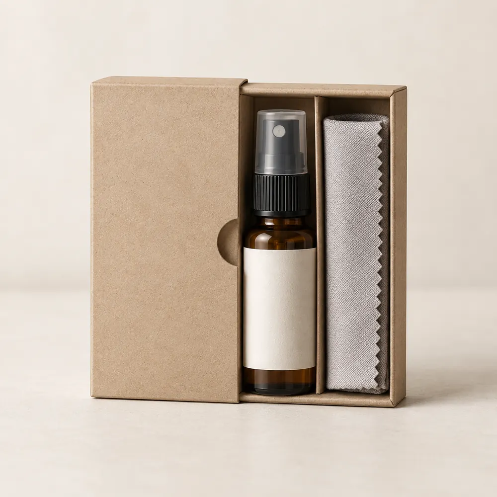 Kit di pulizia per schermi — Microfibra e flacone ricaricabile