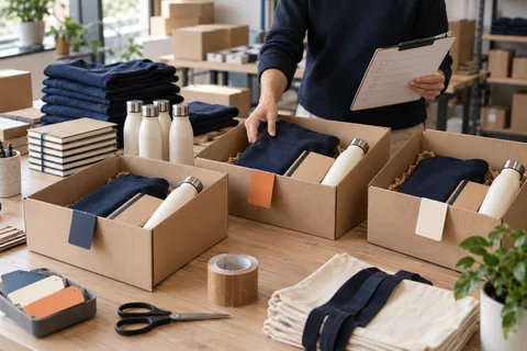 Colis de kits personnalisés et liste de contrôle pour une distribution sur plusieurs sites